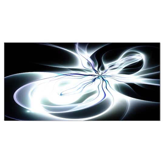 Designart - White Symmetrical Fractal Flower - Oversized Abstract Canvas Art Print
